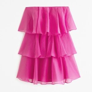 Abercrombie Ruffle Pink Strapless Mini Dress
